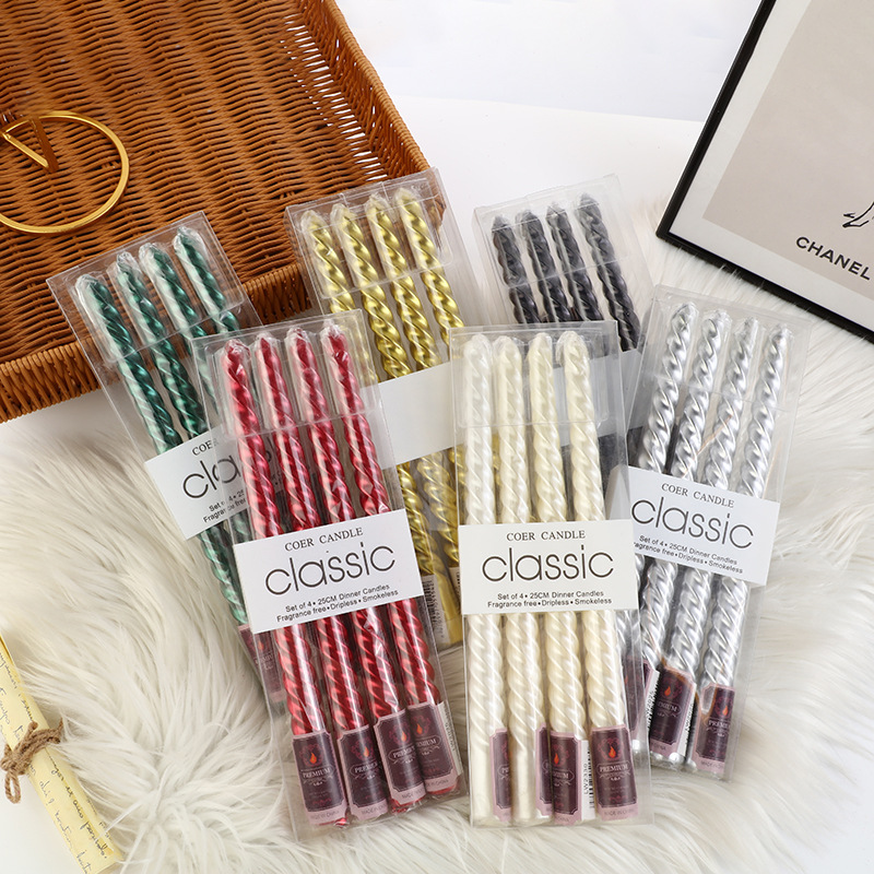 Candle Quotes - 4pcs European-style Long-pole Colored Threaded Candlestick