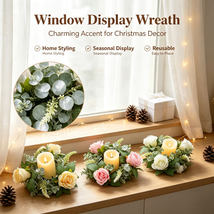 Artificial Rose Wreath Shaped  - Candle Quotes 评论和价格