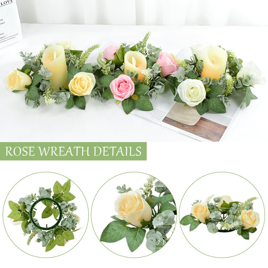 Artificial Rose Wreath Shaped  - Candle Quotes 评论和价格